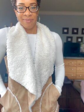 American Rag Off-White Faux Fur Vest